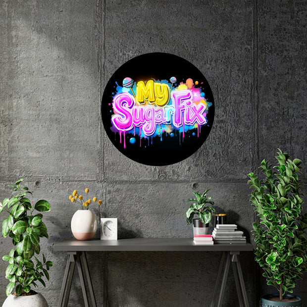 Custom Neon - My Sugar Fix - Size: 20inch -  Yellow, Pink and Light Blue  - INDOOR  - Remote dimmer and Delivery (2 years Warranty)