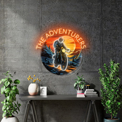 Custom Neon - The ADVENTURERS - Size: 70 x 67cm -  Orange and White  - INDOOR  - Remote dimmer and Delivery (2 years Warranty)