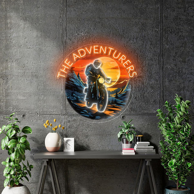 Custom Neon - The ADVENTURERS - Size: 70 x 67cm -  Orange and White  - INDOOR  - Remote dimmer and Delivery (2 years Warranty)