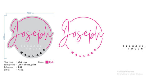 Custom Neon -  Joseph Tranquil Touch Massage - 28inch - Pink & White Neon - INDOOR  - Remote dimmer and Delivery (2 years Warranty)