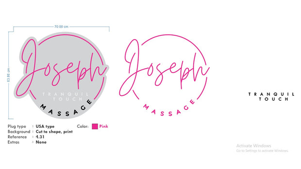 Custom Neon -  Joseph Tranquil Touch Massage - 28inch - Pink & White Neon - INDOOR  - Remote dimmer and Delivery (2 years Warranty)
