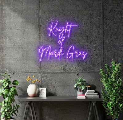 Custom Neon - Knight of Mardi Gras -  Purple neon - Size: 36inch x 29inch (2pcs sign)  - indoor Signs