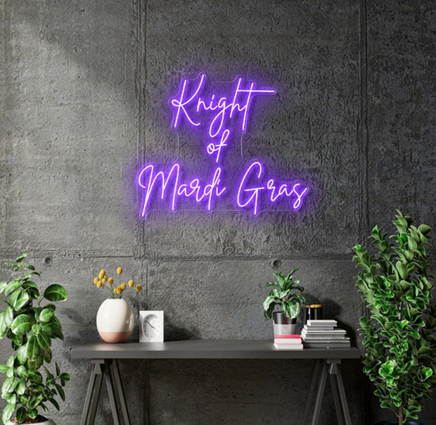 Custom Neon - Knight of Mardi Gras -  Purple neon - Size: 36inch x 29inch (2pcs sign)  - indoor Signs