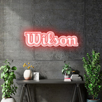 Custom Neon -  WILSON - 38inch x 10inch - Red Neon - INDOOR  - Remote dimmer and Delivery (2 years Warranty)