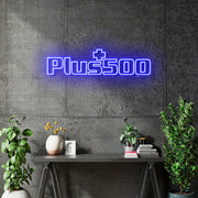 Custom Neon - Plus 500 - Blue Neon - 36 x 10inch  - indoor Signs