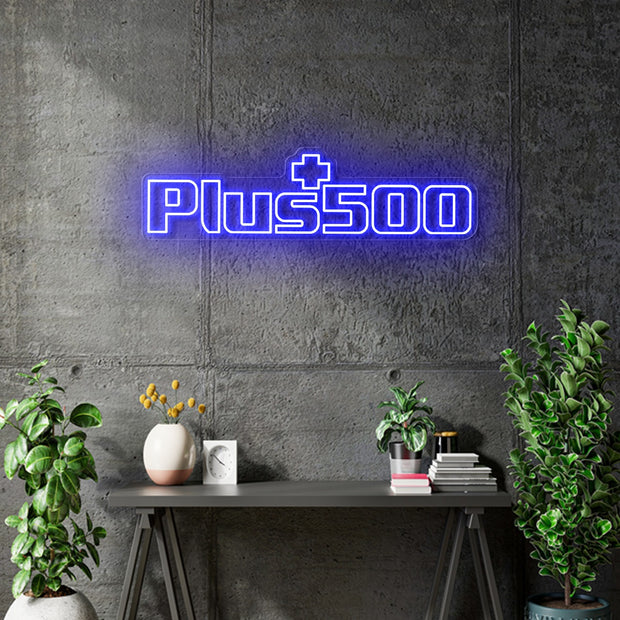 Custom Neon - Plus 500 - Blue Neon - 36 x 10inch  - indoor Signs