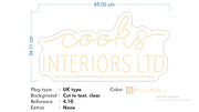 Custom Neon - Cooks Interiors ltd - Size: 65cm x 34cm -  Warm White Neon - INDOOR  - Remote dimmer and Delivery (2 years Warranty)