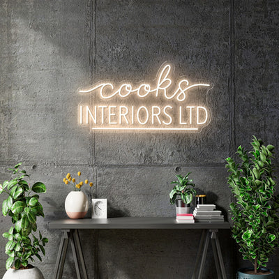 Custom Neon - Cooks Interiors ltd - Size: 65cm x 34cm -  Warm White Neon - INDOOR  - Remote dimmer and Delivery (2 years Warranty)