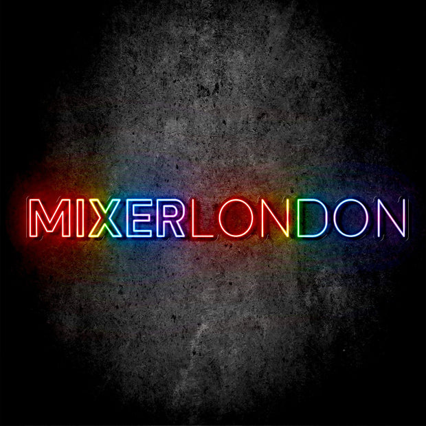 Custom Neon - MIXER LONDON - Size: 200cm x 23cm -  RGB Neon - INDOOR  - Remote dimmer and Delivery (2 years Warranty)