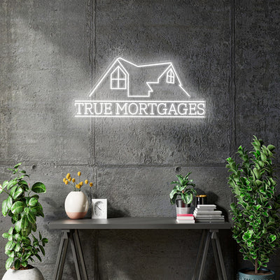 Custom Neon - TRUE MORTGAGES & BAUDRY logos - INDOOR  - Remote dimmer and Delivery (2 years Warranty)