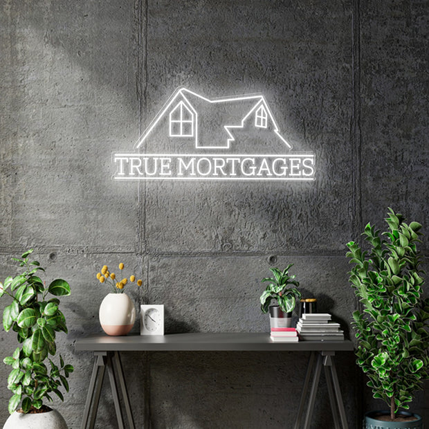 Custom Neon - TRUE MORTGAGES & BAUDRY logos - INDOOR  - Remote dimmer and Delivery (2 years Warranty)