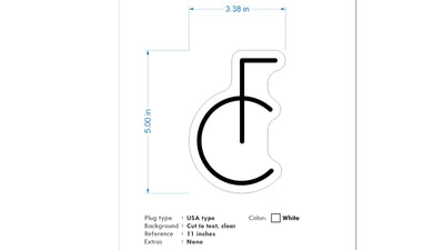 Custom Neon - CF - 5inch x 3.38inch  - White - INDOOR  - Remote dimmer and Delivery (2 years Warranty)