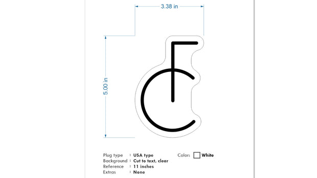 Custom Neon - CF - 5inch x 3.38inch  - White - INDOOR  - Remote dimmer and Delivery (2 years Warranty)