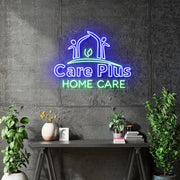 Custom Neon -  Care Plus Home Care - Blue and Green - Size: 26 inch x 19 inch  - indoor Sign