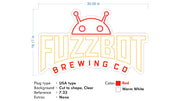 Custom Neon -  FUZZBOT BREWING - Red and Warm white - Size: 30nch x 18inch  - indoor Sign (2yrs Warranty)