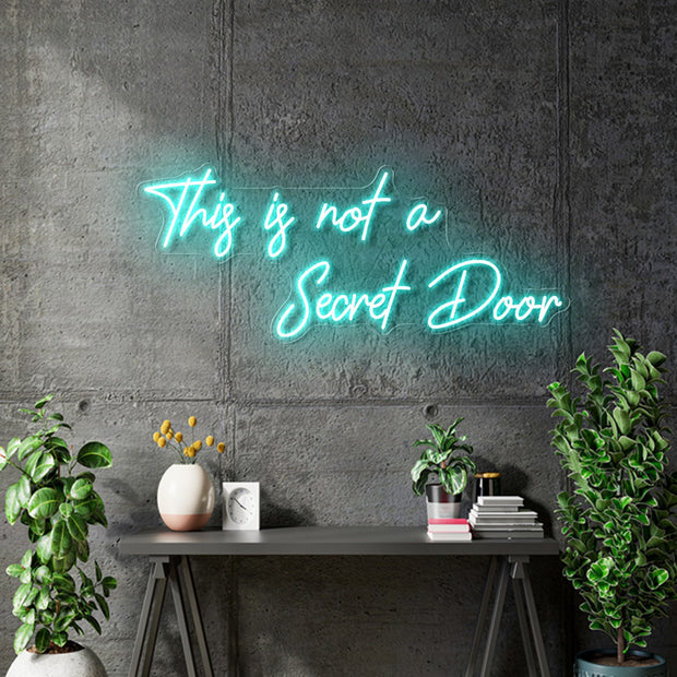 Custom Neon - This is not a Secret Door - TEAL - Size:  32inch x 13inch - indoor Sign (2yrs Warranty)