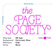 Custom Neon - The Page Society - Light Pink - Size:  28inch  x 17inch - indoor Sign (2yrs Warranty)