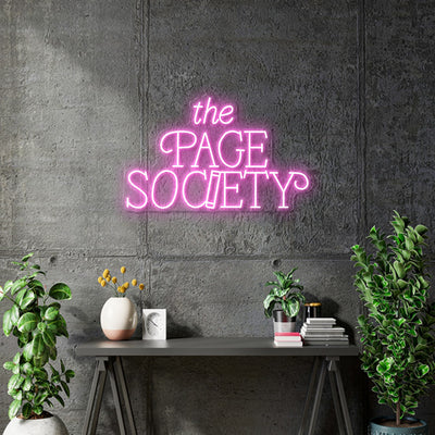 Custom Neon - The Page Society - Light Pink - Size:  28inch  x 17inch - indoor Sign (2yrs Warranty)