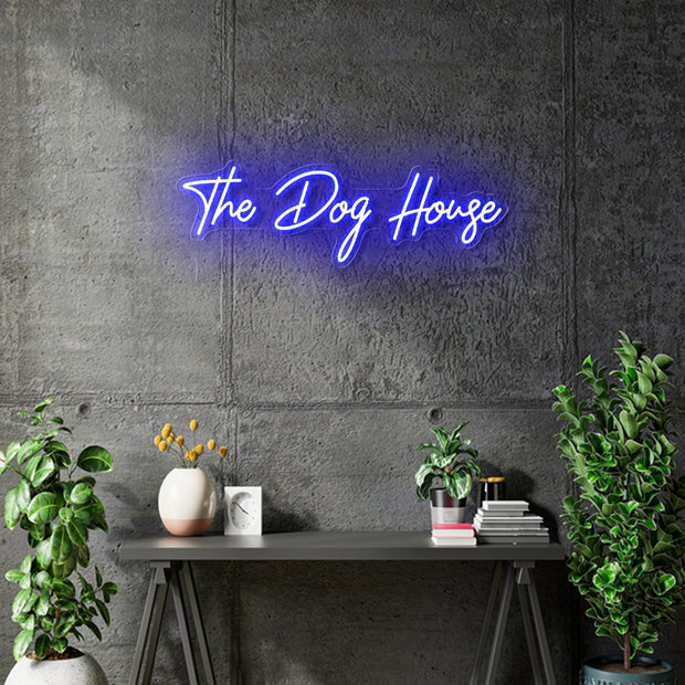 Custom Neon - The Dog House - Blue - Size:  70 x 22cm - indoor Sign (2yrs Warranty)
