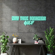 Custom Neons - New York Breakers Golf - TEAL Led - Size: 50inch x 13inch - Indoor Sign (2yrs Warranty)