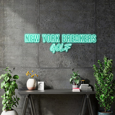Custom Neons - New York Breakers Golf - TEAL Led - Size: 50inch x 13inch - Indoor Sign (2yrs Warranty)