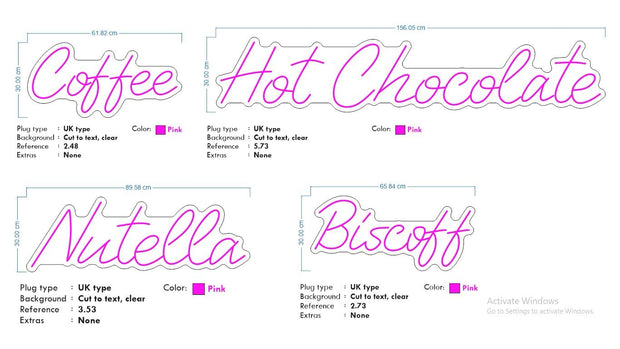 Custom Neon -  Coffee - Hot chocolate - Nutella - Biscoff  - Outdoor Sign (2yrs Warranty)