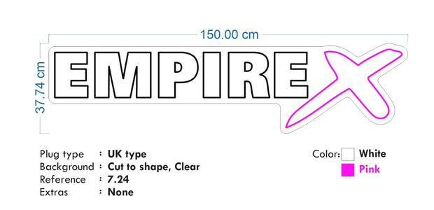 Custom Neon -  EMPIRE X | 150cm x 37cm | - indoor Sign (2yrs Warranty)
