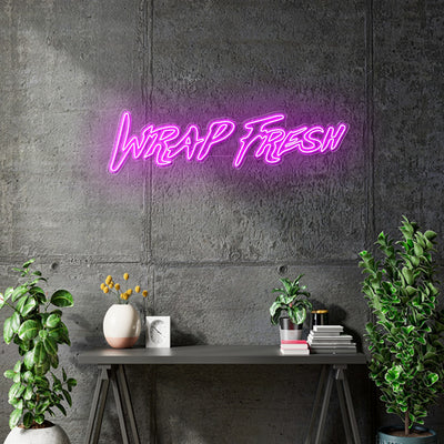 Custom Neon - WRAP FRESH  - PINK - 33 X 9inch - indoor Sign (2yrs Warranty) + adapter