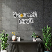Custom Neon - VICTORIAN GOLDIE - White and Gold - Size: 80 x 42cm - indoor Sign (2yrs Warranty)