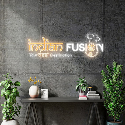 Custom Neon  - INDIAN FUSION -  White and Warm White - Size: 4ft x 1.33ft  - indoor Sign (2yrs Warranty)