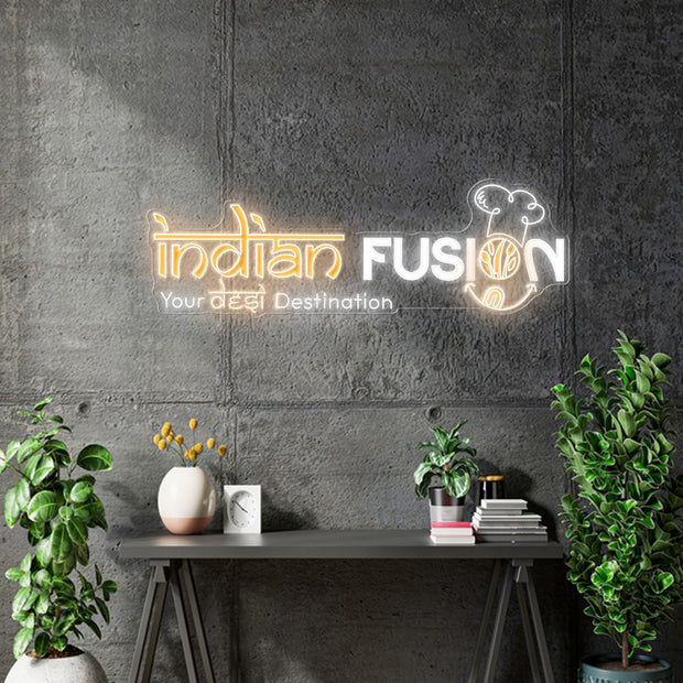 Custom Neon  - INDIAN FUSION -  White and Warm White - Size: 4ft x 1.33ft  - indoor Sign (2yrs Warranty)