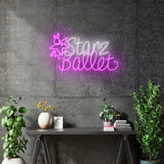 Custom Neon  - Starz Ballet Logo- White and Pink - Size: 80 x 48cm  - indoor Sign (2yrs Warranty)