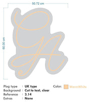Custom Neon  - GA - Warm White - Size: 60cm x 50cm  - indoor Sign (2yrs Warranty)