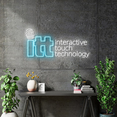 Custom Neon  -  Itt - White and Light blue - Size: 80 x 37cm  - indoor Sign (2yrs Warranty)