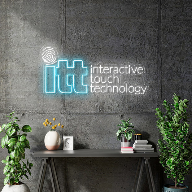 Custom Neon  -  Itt - White and Light blue - Size: 80 x 37cm  - indoor Sign (2yrs Warranty)