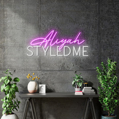 Custom neon - Aliyah Styled me  - 60cm x 26cm  -  White and Pink - incl Shipping and 2yrs Warranty
