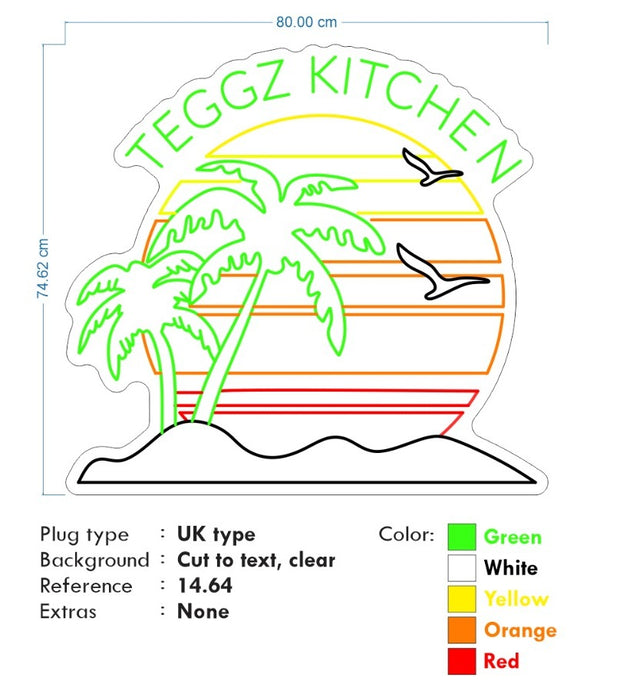 Custom Neon | TEGGZ Kitchen - 80cm or  90cm -  same as mock - Remote dimmer and Delivery