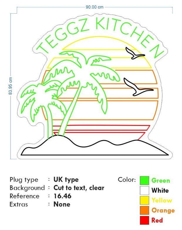 Custom Neon | TEGGZ Kitchen - 80cm or  90cm -  same as mock - Remote dimmer and Delivery