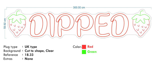 Custom Neon | DIPPED (split cut) - 300 x 59cm  - 14mm neon - OUTDOOR -  same as mock - Remote dimmer and Delivery