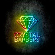 Custom Neon -  CRYSTAL BARBERS  - RGB Multicolour - 80cm x 78cm - INDOOR  - Remote dimmer and Delivery (2yrs Warranty)