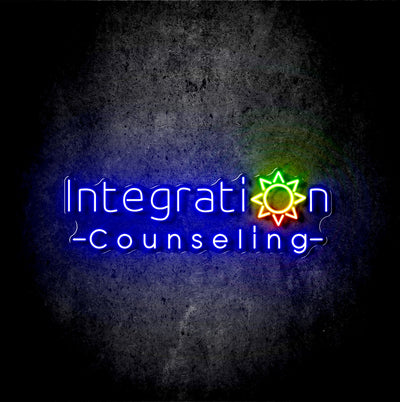 Custom neon - Integration Counseling  - 36 x 12inch -  Blue and RGB  - incl Shipping and 2yrs Warranty