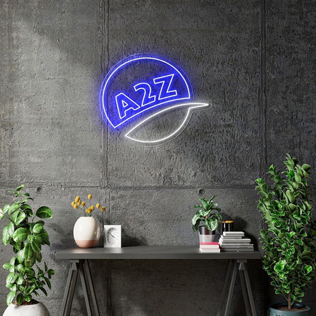 Custom neon -  A2Z Accounting Circle Logo and Full Logos -3 Units of - Full Logo 90cm x 27cm  1 Unit of - Full Logo 70cm x 21cm  2 Units of : Circle logo 40cm x 33cm  Blue and White  - incl Shipping and 2yrs Warranty