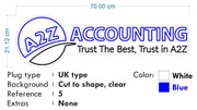 Custom neon -  A2Z Accounting Circle Logo and Full Logos -3 Units of - Full Logo 90cm x 27cm  1 Unit of - Full Logo 70cm x 21cm  2 Units of : Circle logo 40cm x 33cm  Blue and White  - incl Shipping and 2yrs Warranty