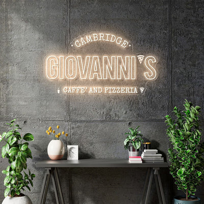 Custom neon - Giovanni's -   120cm x 67cm  - Warm White  - incl Shipping and 2yrs Warranty