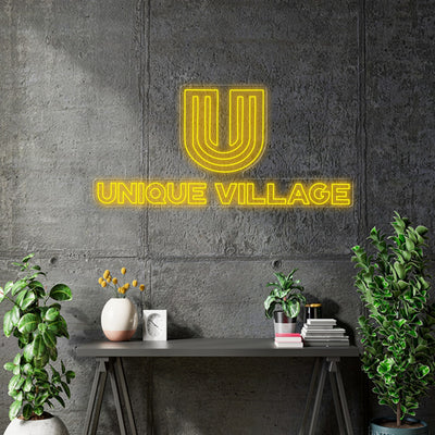 Custom neon - UNIQUE VILLAGE -  100cm x 46cm - Multi colour RGB - incl Shipping and 2yrs Warranty