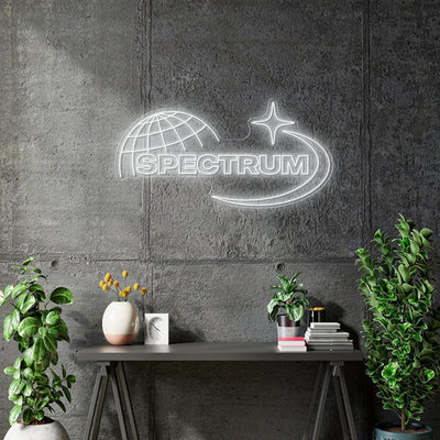 Custom neon - SPECTRUM Logo - Size: 80cm x 40cm - White - incl Shipping and 2yrs Warranty