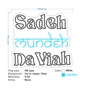 Custom neon - Sadeh Da Viah -   70cm x 63cm  - White and Light Blue - incl Shipping and 2yrs Warranty