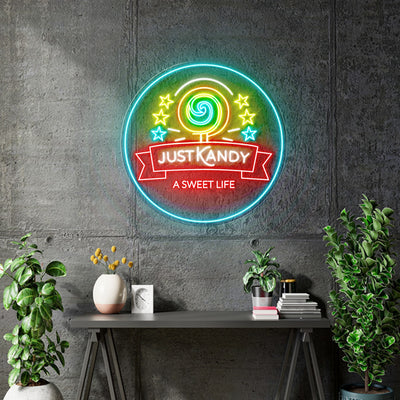 Custom neon - JUST KANDY Logo -   60cm x 60cm - Multi colours used - incl Shipping and 2yrs Warranty