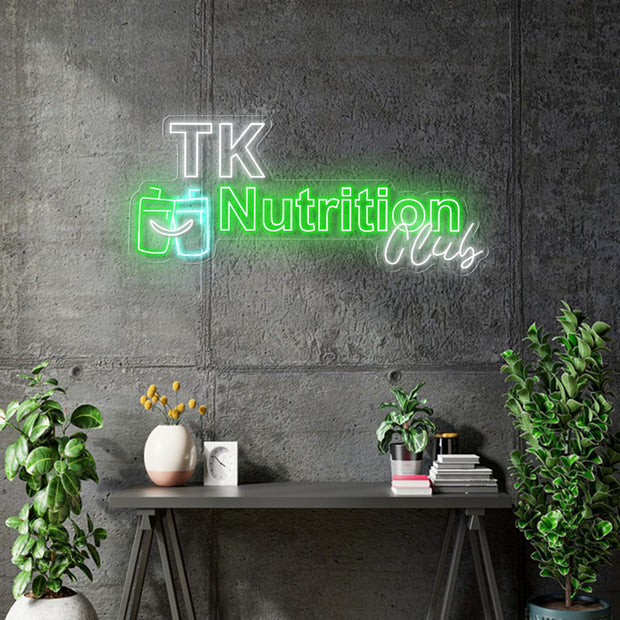 Custom neon for Lucie - TK Nutrition Club - Size: 40inch -Green, Light blue and White - incl Shipping and 2yrs Warranty