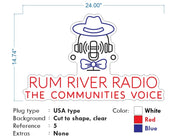 Custom neon -  RUM RIVER RADIO- Size: 24 x 14inch - Red, Blue and White - incl Shipping and 2yrs Warranty